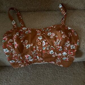 Chic Floral Brown Tank Top